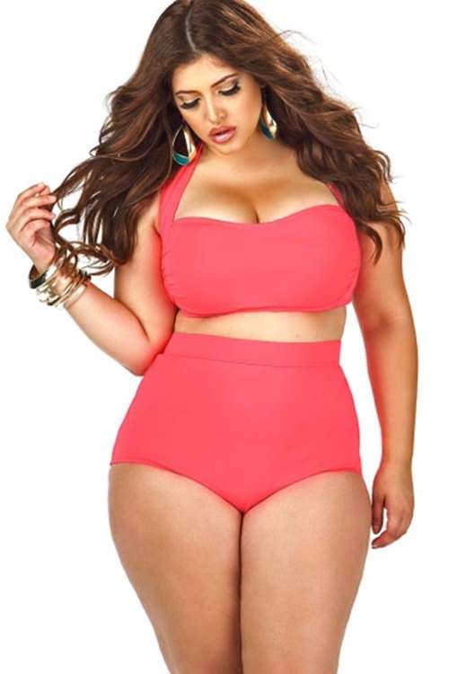 *DIVA RANGE* Watermelon Halter Bandeau High Waist Plus Size Swimwear