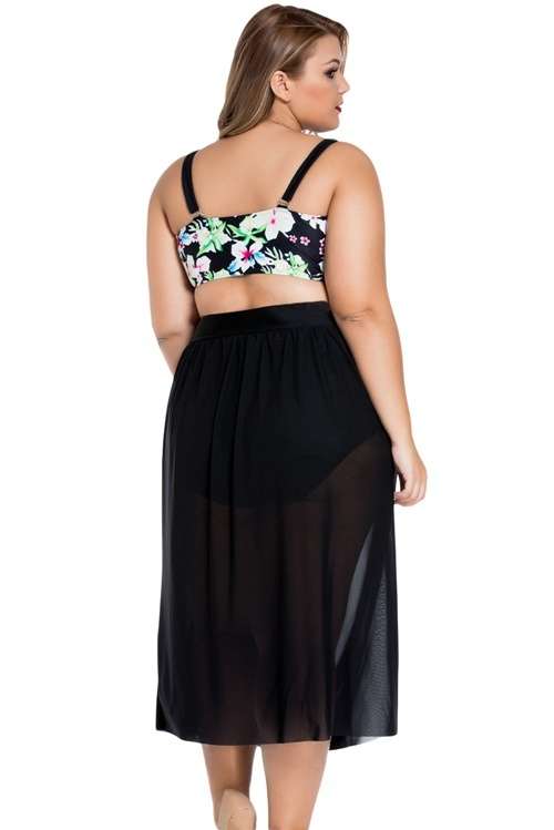 *DIVA RANGE* Plus Size Boho Tropical High Waist Bikini with Skirt