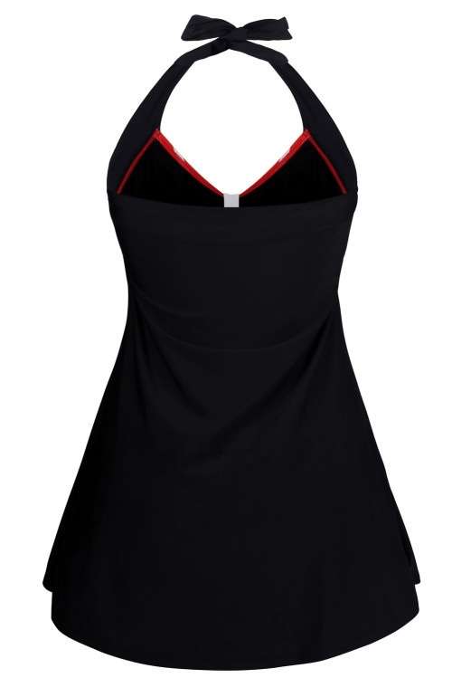 *DIVA RANGE* Red White Stripes and Bow Black One-piece Swimdress