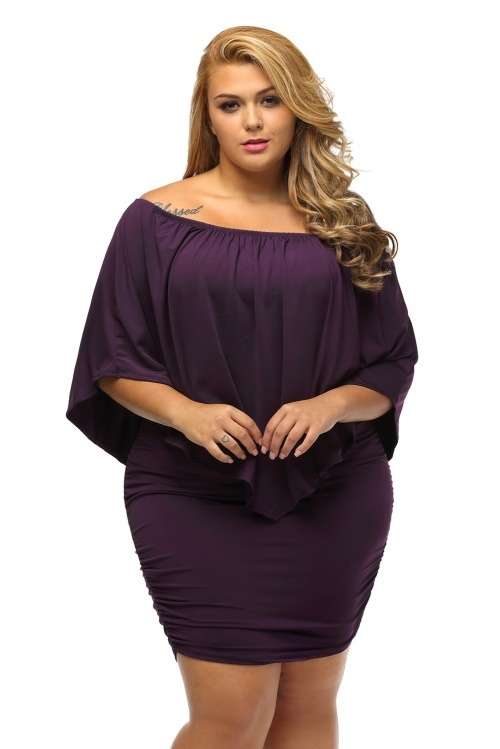 *DIVA RANGE* Plus Size Multiple Dressing Layered Purple Mini Dress