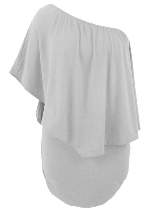 *DIVA RANGE* Plus Size Multiple Dressing Layered Grey Mini Dress