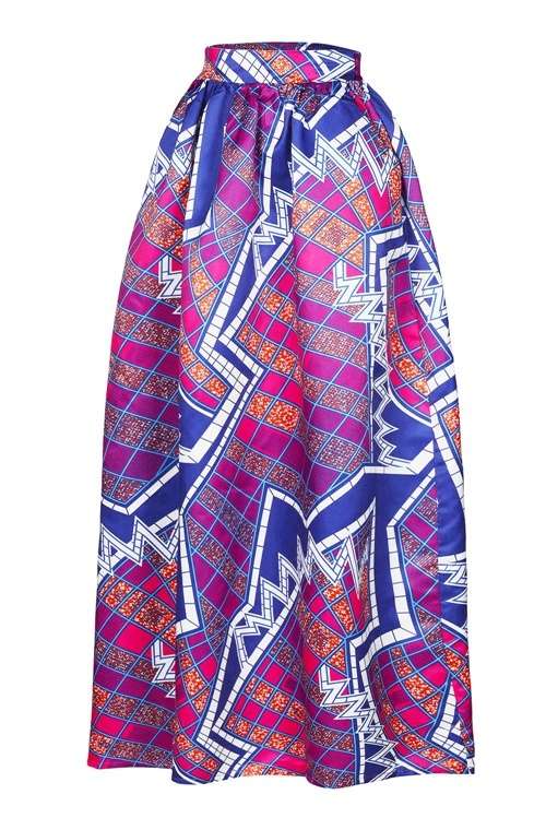 *DIVA RANGE* Stylish Diagram Block African Print Maxi Skirt