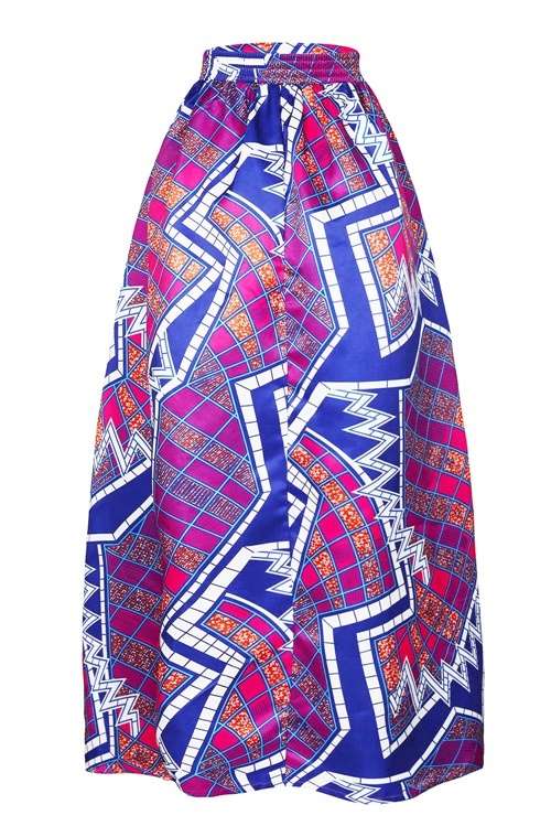 *DIVA RANGE* Stylish Diagram Block African Print Maxi Skirt