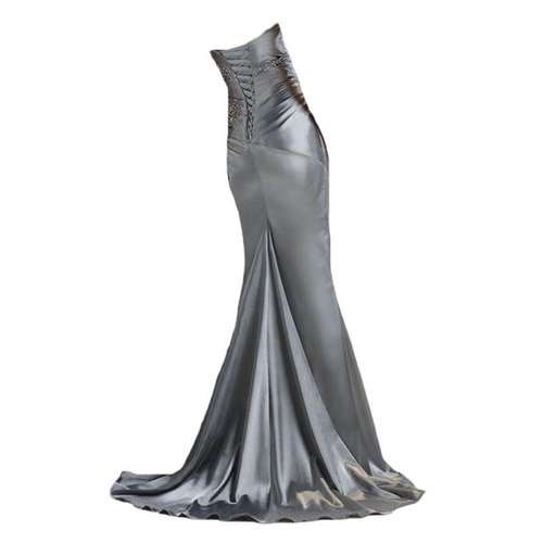 *VOGUE COLLECTION* NEW! SATIN MERMAID EVENING / PROM DRESS - SILVER - SET SIZES