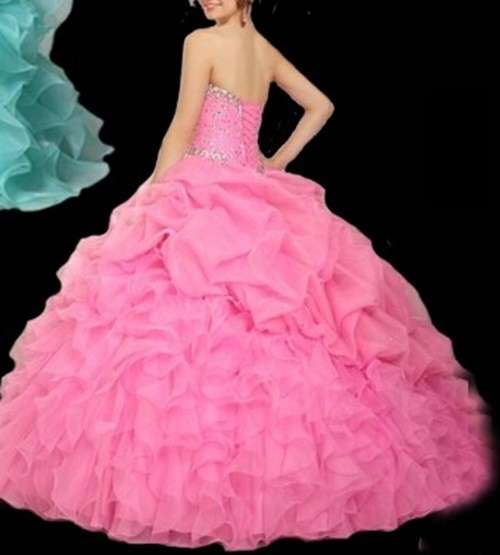 *VOGUE COLLECTION* NEW! GREEN / PINK / YELLOW RUFFLE BALLGOWN EVENING DRESS - SET SIZES