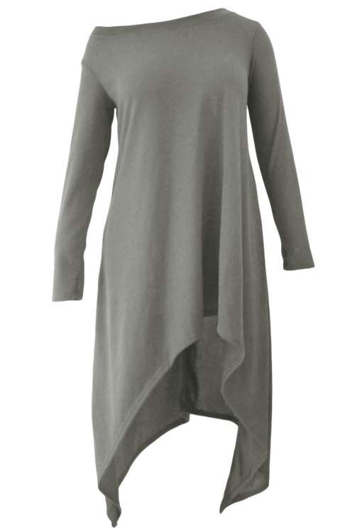 *DIVA RANGE* Grey Asymmetric Hemline Long Sleeve Oversize Sweater - S/M/L