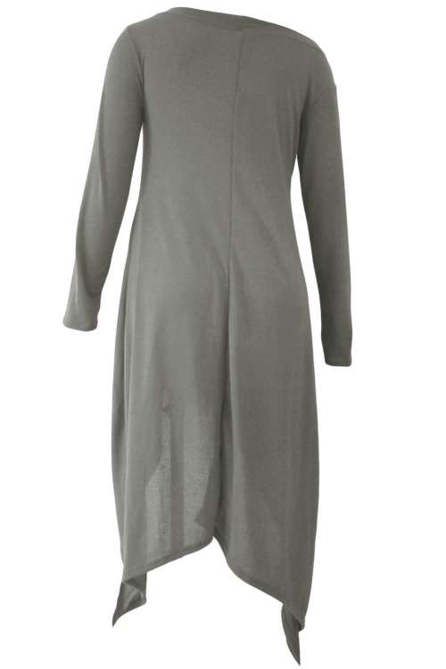 *DIVA RANGE* Grey Asymmetric Hemline Long Sleeve Oversize Sweater - S/M/L