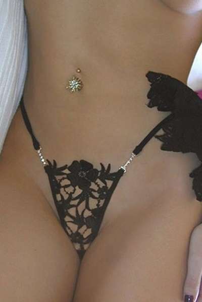 *WILD ROSE* Lola Luna Guil Black Lace Thong - One Size