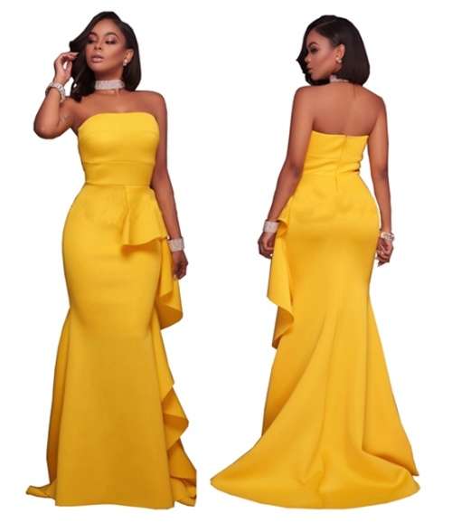 *WILD ROSE* Yellow Strapless Evening Dress - S/M/L/XL