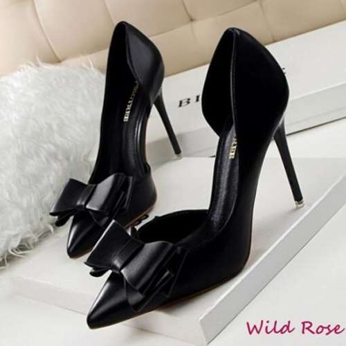 *WILD ROSE* Black Bow Detail Pointed Toe High Heel Shoes - SA Sizes 2-6