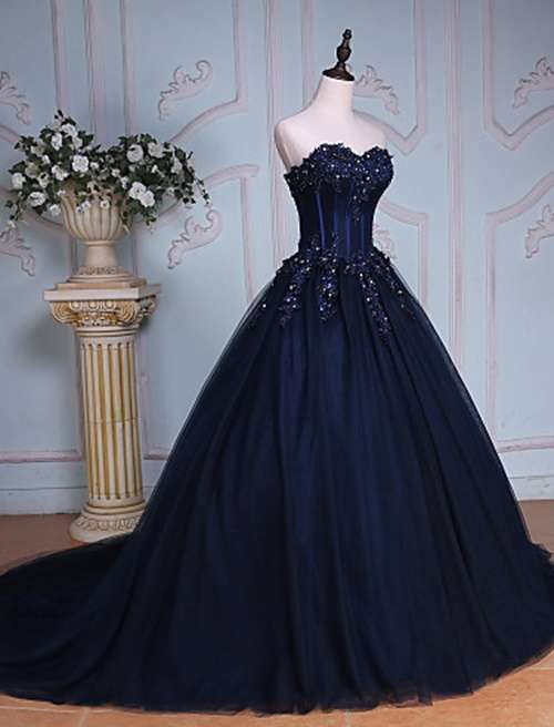 *FOREVER BRIDAL COLLECTION* STUNNING DARK BLUE / WEDDING / BALLGOWN  DRESS - Set Sizes - FREE SHIP!