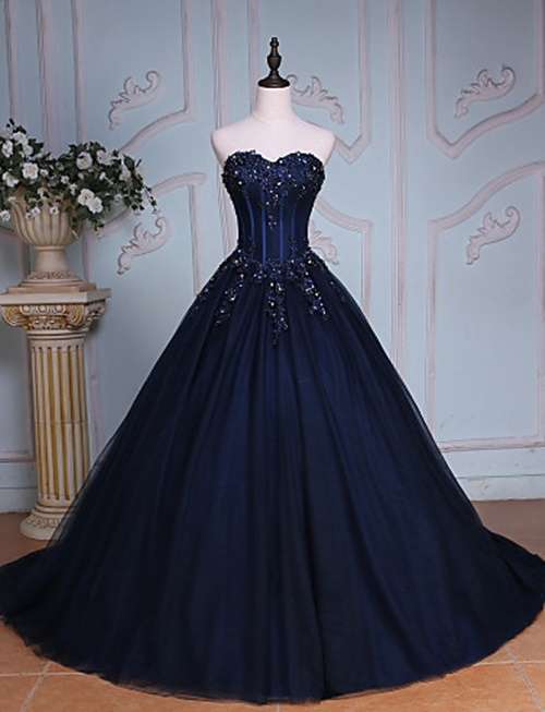 *FOREVER BRIDAL COLLECTION* STUNNING DARK BLUE / WEDDING / BALLGOWN  DRESS - Set Sizes - FREE SHIP!
