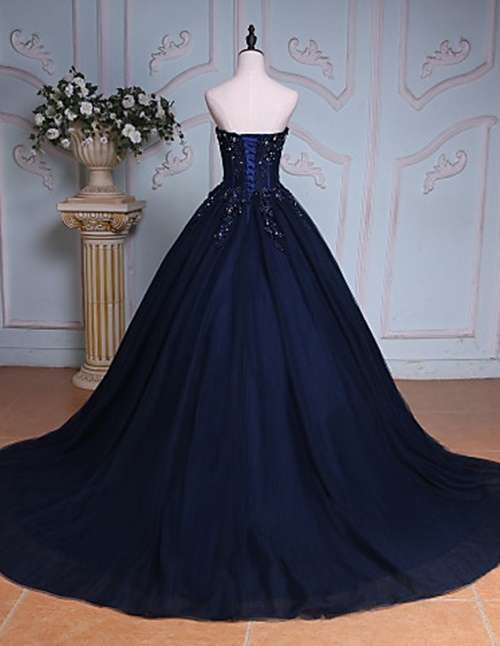 *FOREVER BRIDAL COLLECTION* STUNNING DARK BLUE / WEDDING / BALLGOWN  DRESS - Set Sizes - FREE SHIP!