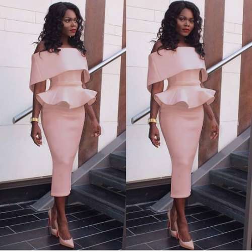 *WILD ROSE* Pink Off Shoulder Bodycon Peplum Dress - S/M/L/XL/XXL/3XL