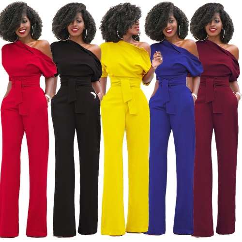 *WILD ROSE* Burgundy One Shoulder Formal Jumpsuit - S/M/L/XL