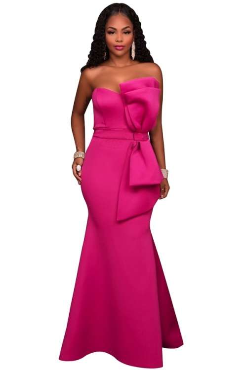 *WILD ROSE* *LOCAL STOCK* Pink Oversized Bow Applique Evening Party Gown - MEDIUM