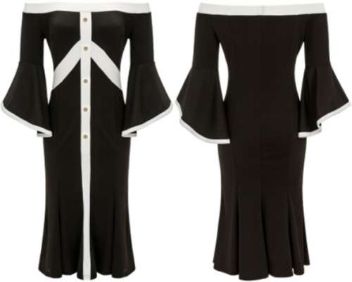 *WILD ROSE* White and Black Off Shoulder Formal Dress - M/L/XL/2XL