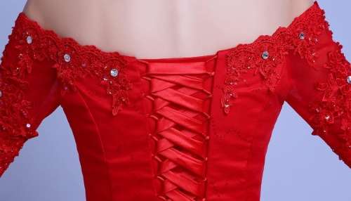 *WILD ROSE* *RED* Sleeves Long Chapel Train Wedding Gown Dress - Set Sizes/Custom - FREE SHIPPING!
