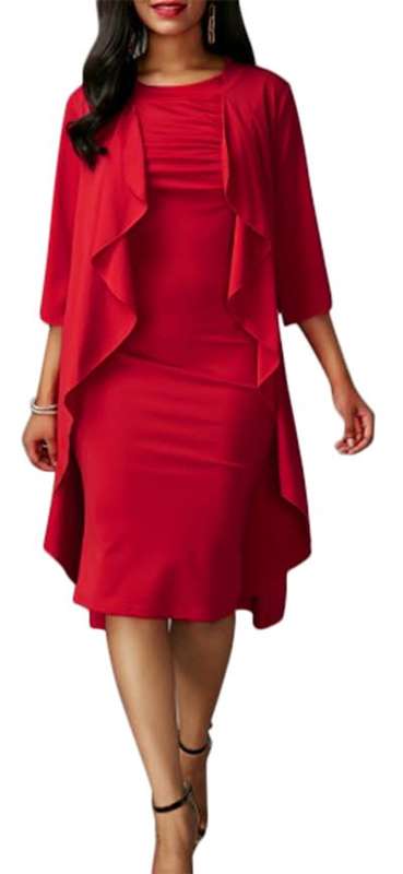 *WILD ROSE* Red Formal Dress with Overlay Sides - M/L/XL/2XL