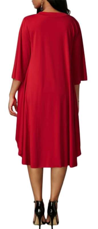 *WILD ROSE* Red Formal Dress with Overlay Sides - M/L/XL/2XL