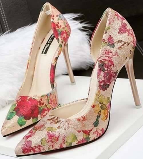*WILD ROSE* Gold Floral Print Pointed Toe High Heel Pump Shoes - SA Sizes 2-6
