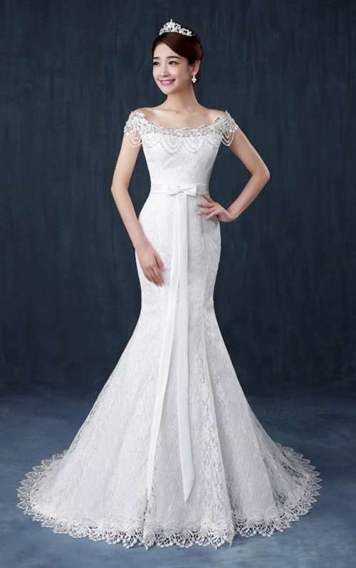 *WILD ROSE* Beaded Lace Off White Mermaid Wedding Dress - Free Shipping!