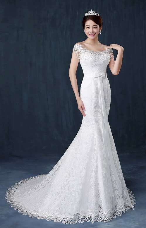 *WILD ROSE* Beaded Lace Off White Mermaid Wedding Dress - Free Shipping!