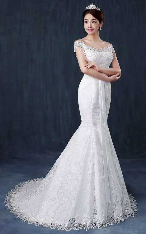 *WILD ROSE* Beaded Lace Off White Mermaid Wedding Dress - Free Shipping!