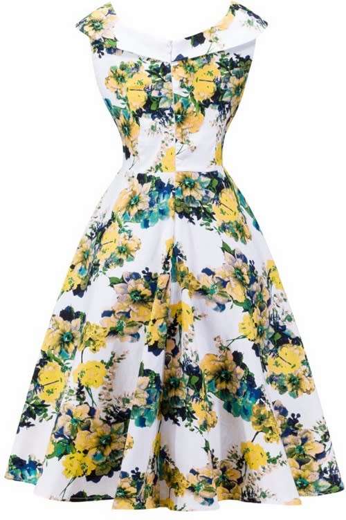 *LOCAL STOCK* Clearance! Vintage Retro Yellow Floral Sleeveless Print Swing Dress - SMALL