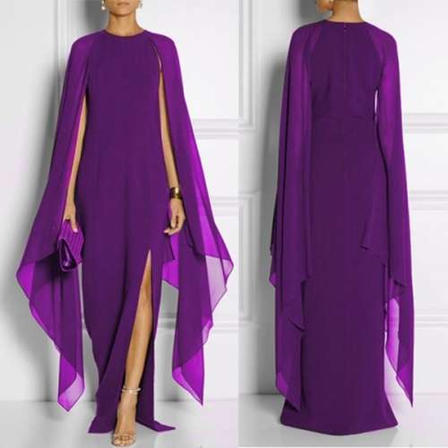 *WILD ROSE* Purple Long Evening Dress with Splits Wide Sleeves - S/M/L/XL/2XL