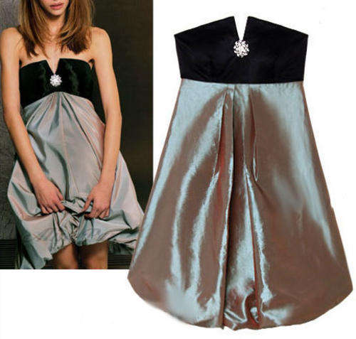 **IN STOCK** **NEW Party Cocktail Dress 10  (34) M  Green - Grey - FREE SHIPPING!