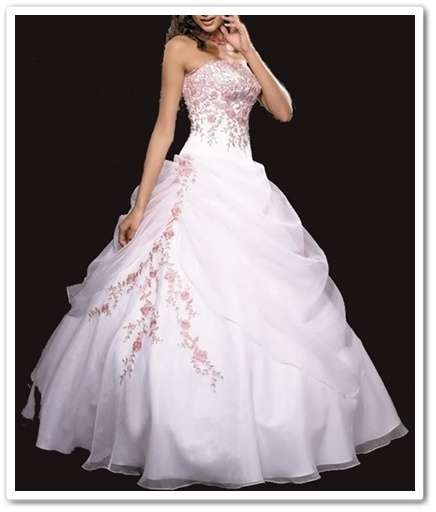 *WHITE* With Baby Pink Detail Prom Matric Bridesmaid Formal Gown Dress - Set Sizes - FREE SHIPPING