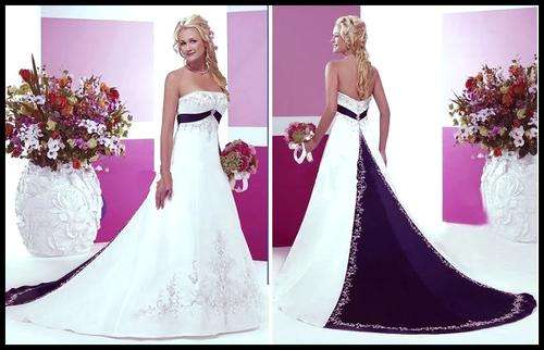 QUICK SHIP! BRAND NEW WEDDING DRESS - PURPLE & WHITE/DIAMANTE DETAIL - Set Sizes - FREE SHIPPING!