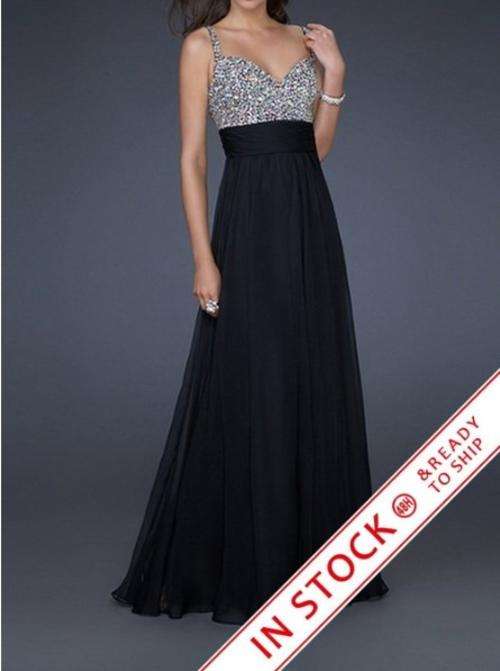 IN STOCK! **BLACK** Evening Ball Party Matric Formal Gown Cruise Dress - FREE SHIPPING!!