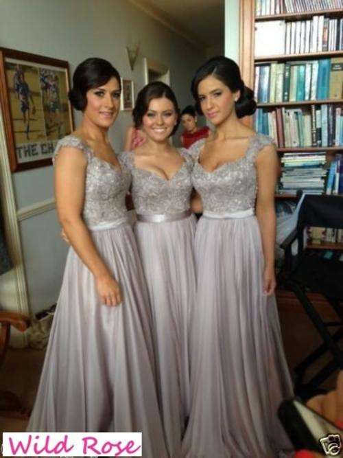 IN STOCK! Evening Ball Party Gown Dress -SILVER-Set Sizes-FREE SHIPPING!