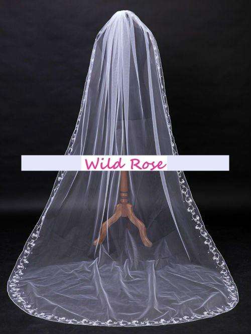 IN STOCK! Pure White Long Elegant Bride Veil Cathedral 1 Tier Wedding Veil With Comb-FREE SHIPPING!