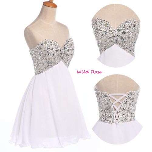 *WHITE* SHORT Chiffon Cruise/Formal/Bridesmaid/Party Dress - SET SIZES - FREE SHIPPING!