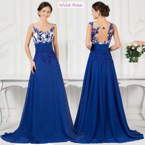 *BLUE FLORAL LACE DETAIL* Wedding/Formal/Party Dress With Sleeves  - SET SIZES - FREE SHIPPING!