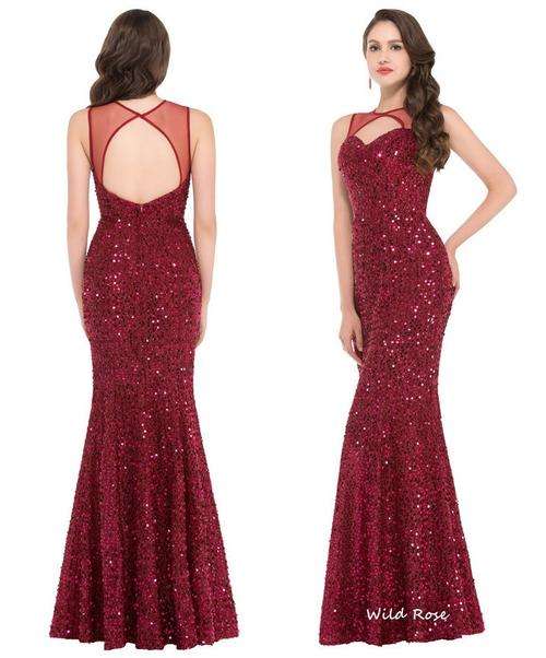 *INSTYLE COLLECTION* WINE SEQUINS Evening Dress - SET SIZES - FREE SHIPPING!