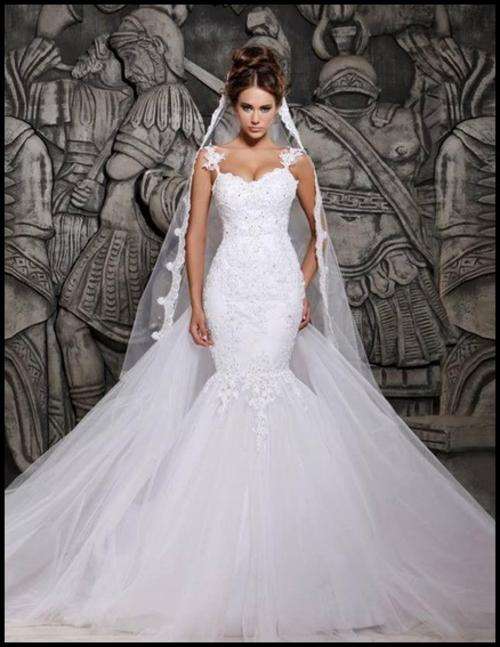 *BLUSH BRIDAL COLLECTION* LACE MERMAID LACE SHEER BACKLESS CUSTOM COLOUR WEDDING DRESS - FREE SHIP!