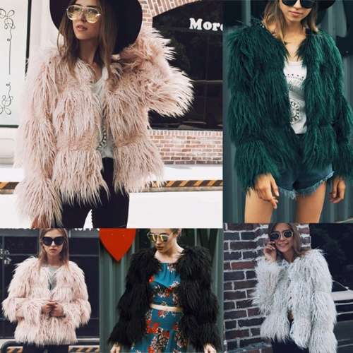 *WILD ROSE* Fashionable Grey Warm Fluffy Faux Fur Coat Jacket - S/M/L/XL/2XL/3XL
