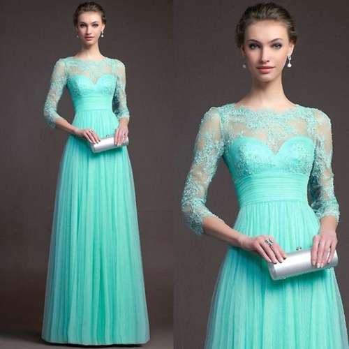 *LOCAL STOCK* Clearance! Elegant Green Long Sleeve Evening Dress - LARGE