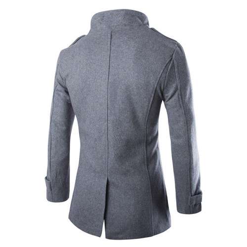 Stylish Grey Mens Trench Jacket Double Breasted Coat - M/L/XL/2XL/3XL