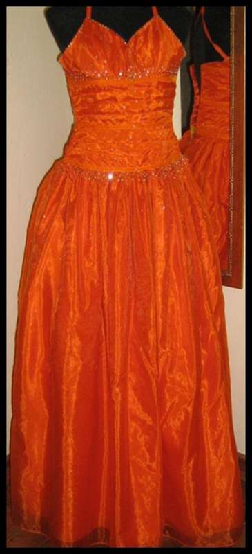 HOT SALE! New Bright Orange Ballgown / Dress SZ 32 (SMALL) - FREE SHIPPING