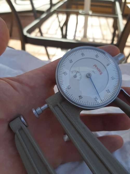 Peacock thickness gauge. Imperial. 4.5" throat. 1/2" opening