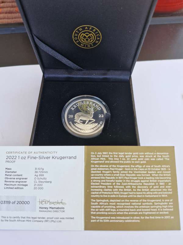 2022 1 oz Fine-Silver Krugerrand (PROOF)