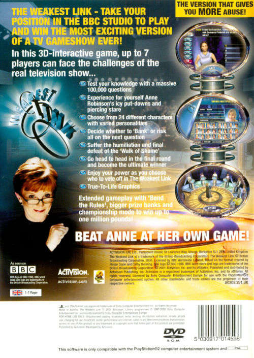 The Weakest Link PS2 Game