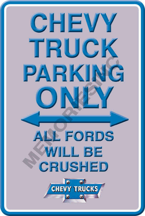 Chevy Truck Parking Only - Portrait - Classic Metal Sign