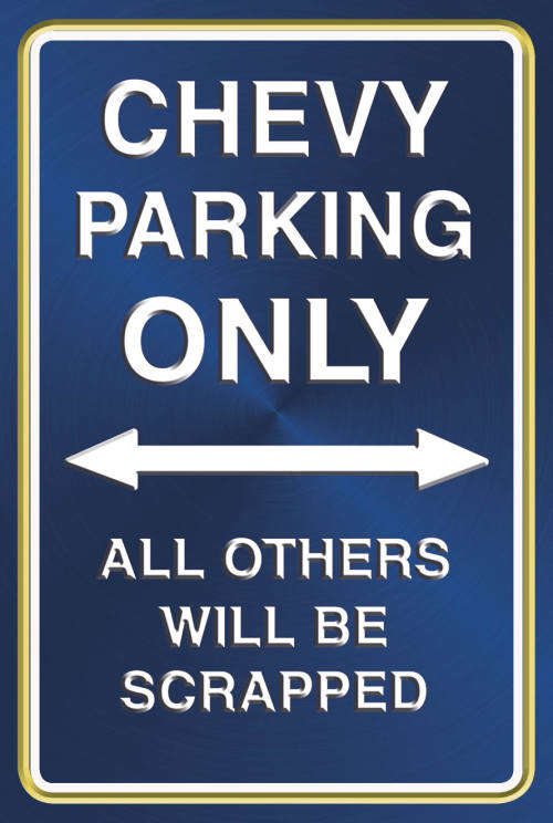 Chevrolet Parking Only - Portrait - Classic Metal Sign