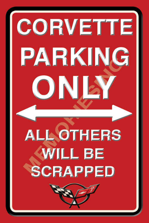 Corvette Parking Only - Portrait - Classic Metal Sign